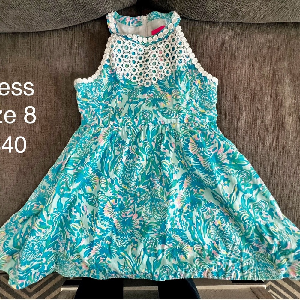 Lilly Pulitzer Turquoise and White Kids Dress